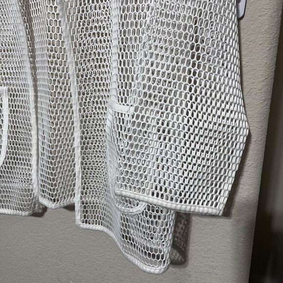 Alfani White Open Front Mesh Jacket Cardigan Womens M cyber punk Whimsigoth - Picture 5 of 8